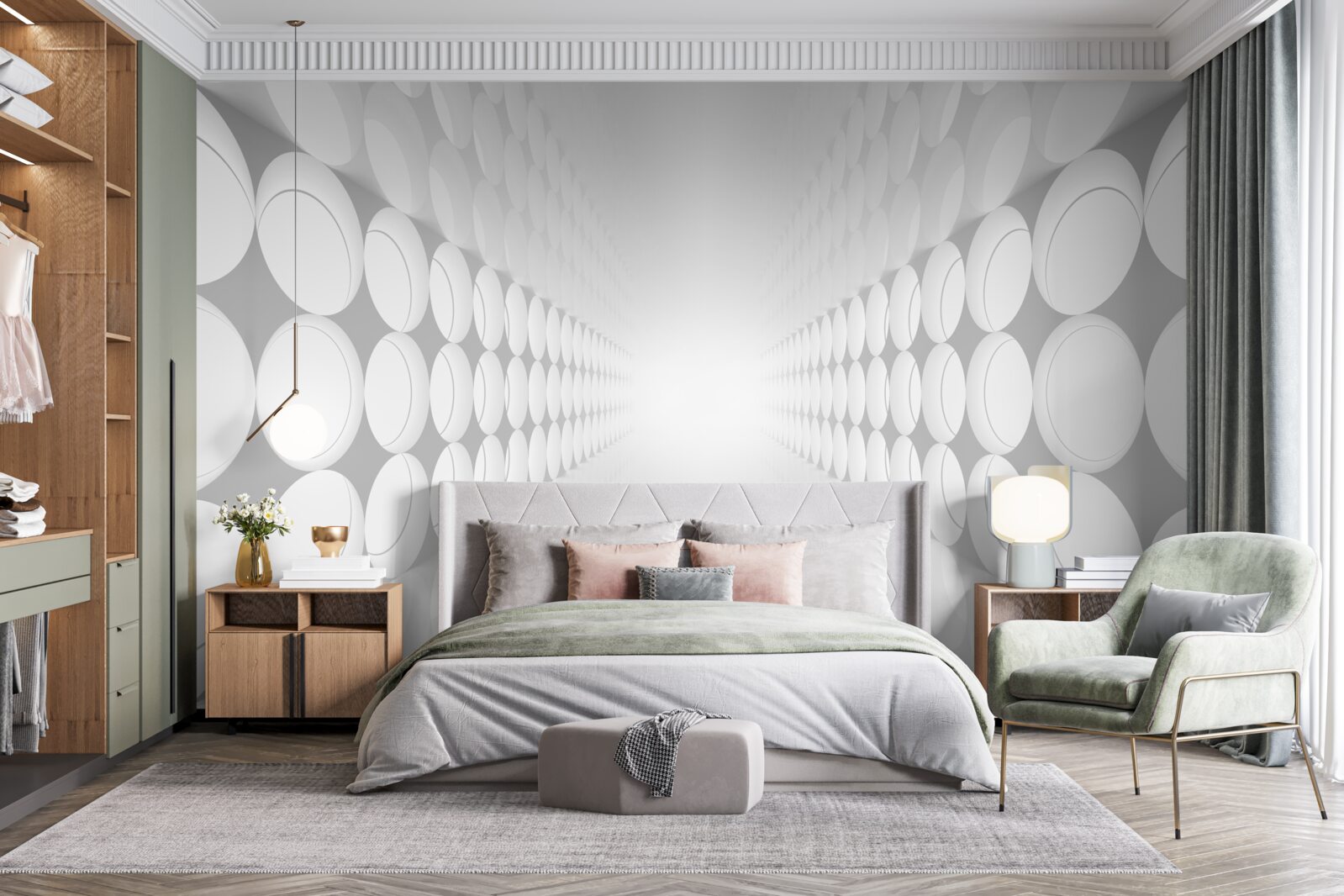 Fotobehang helder verlichte abstracte gang