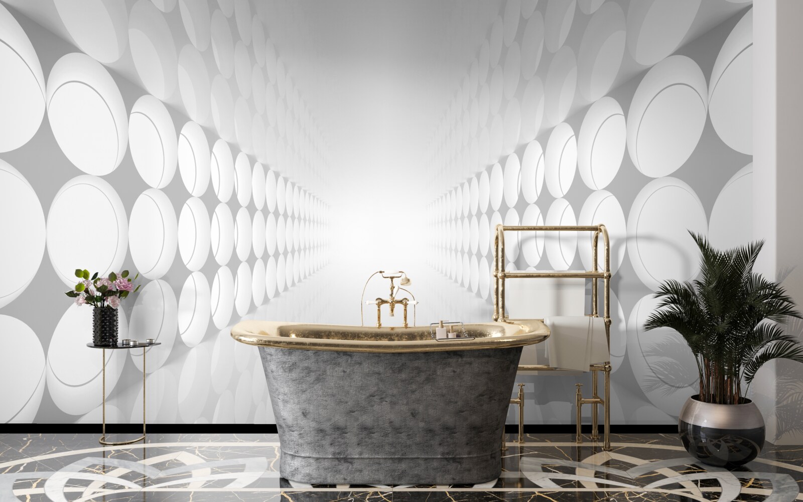 Fotobehang helder verlichte abstracte gang