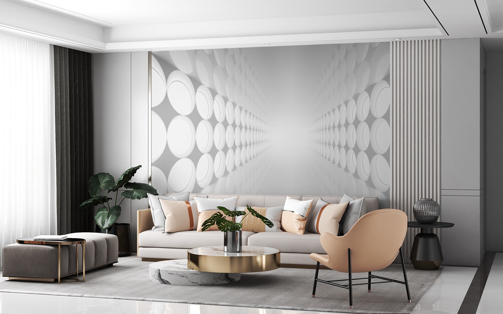 Fotobehang helder verlichte abstracte gang