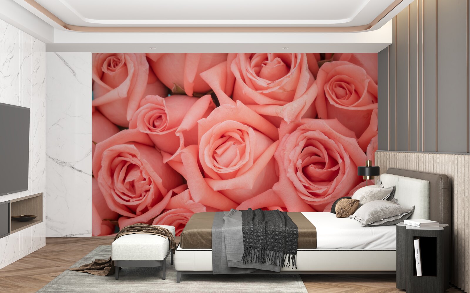 Fotobehang roze rozenknoppen