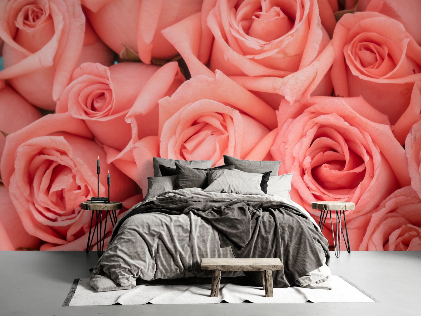 Fotobehang roze rozenknoppen