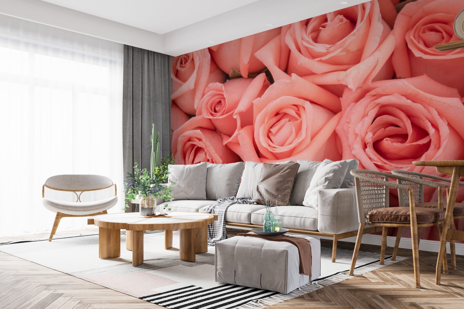 Fotobehang roze rozenknoppen