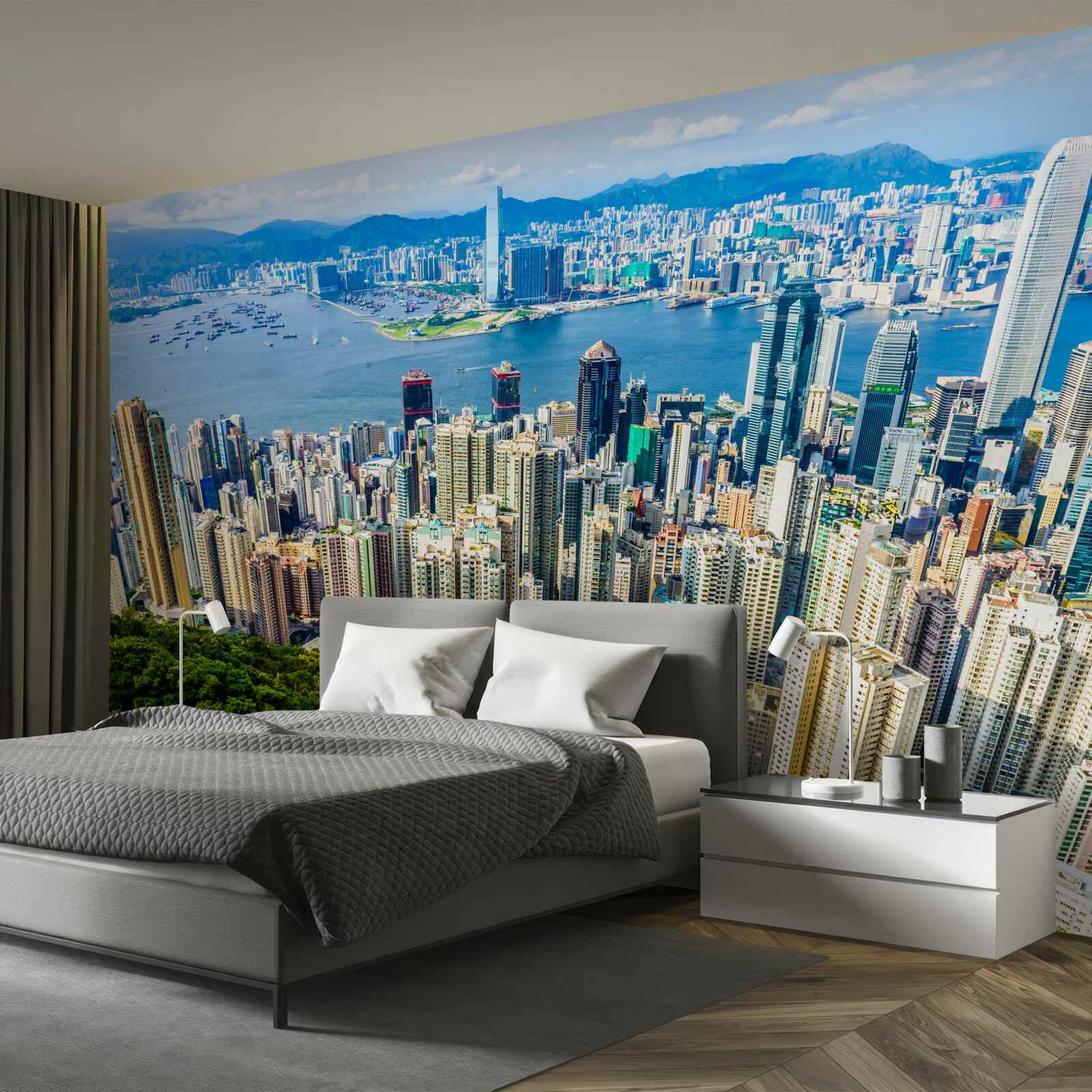 Fotobehang Wolkenkrabbers in Shanghai op een zomerse dag