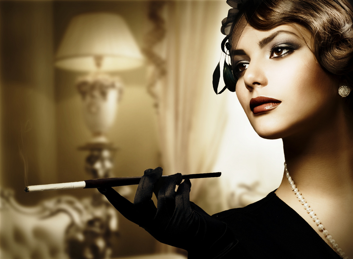 Fotobehang meisje met sigaret