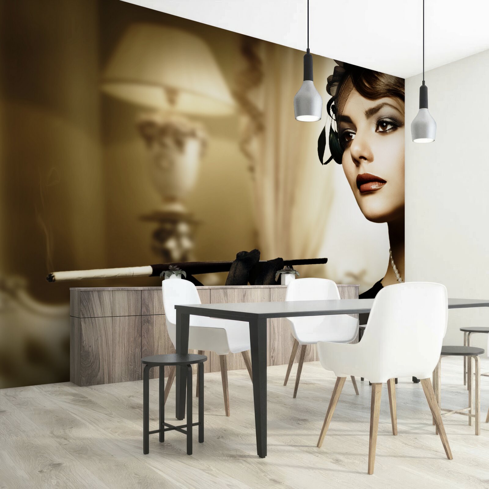 Fotobehang meisje met sigaret