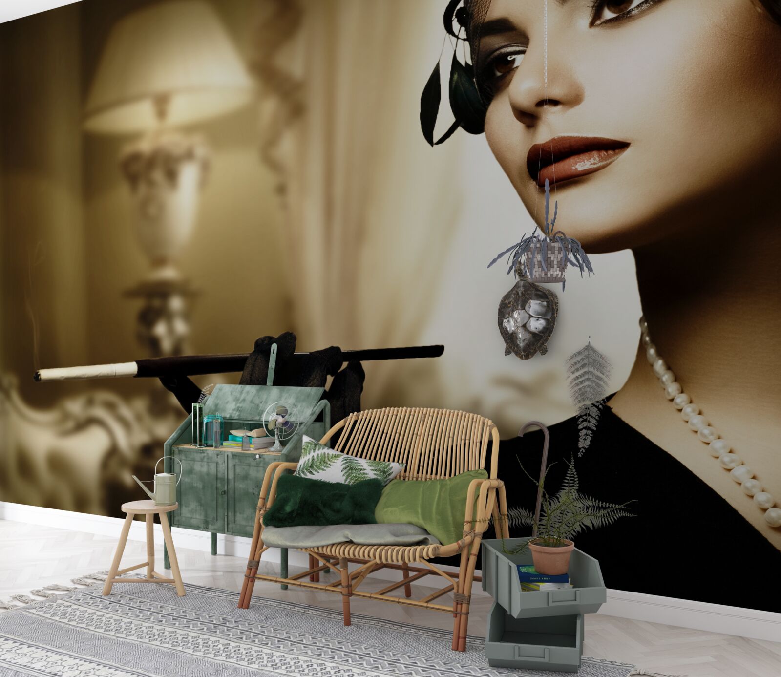 Fotobehang meisje met sigaret