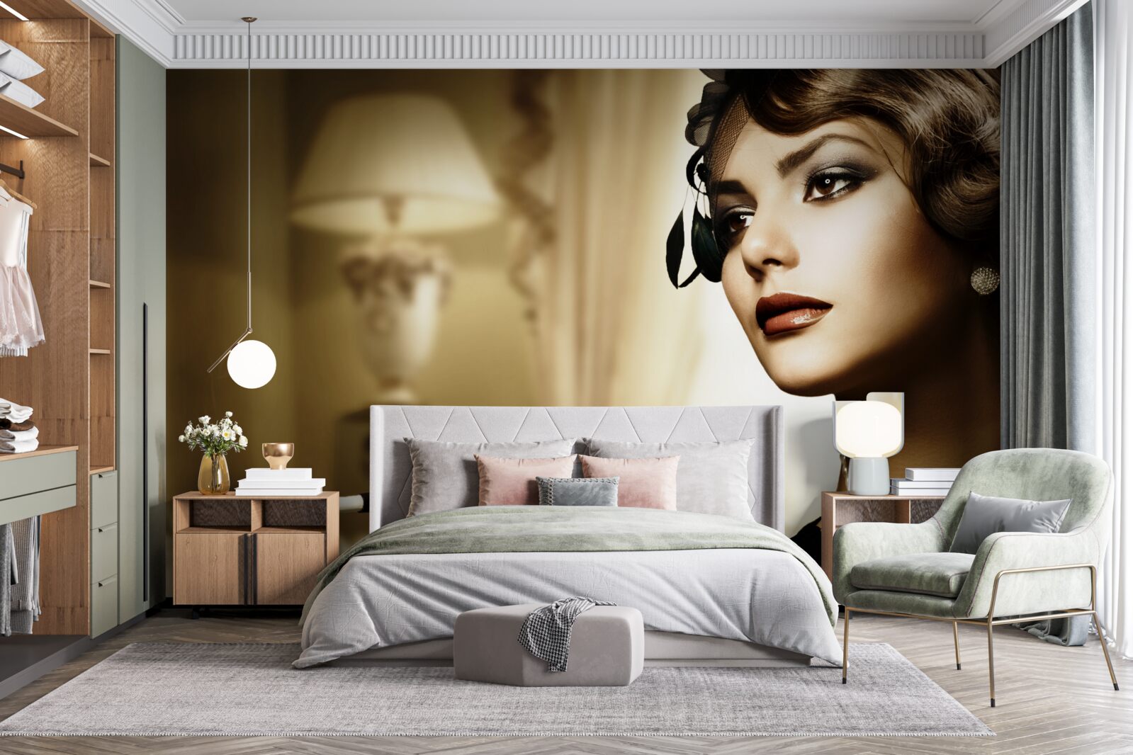 Fotobehang meisje met sigaret