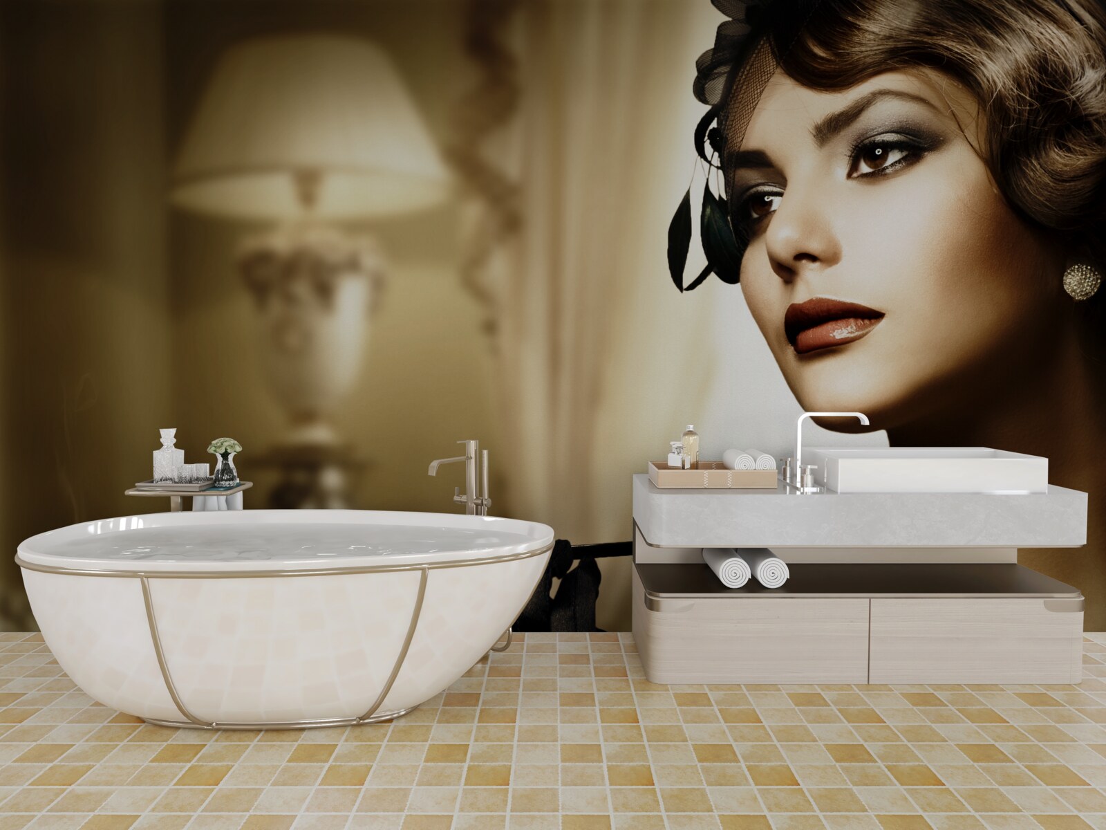 Fotobehang meisje met sigaret