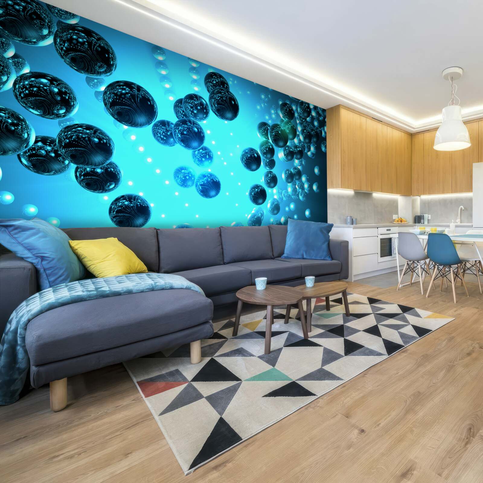 Fotobehang water in een glas bestaat uit moleculen