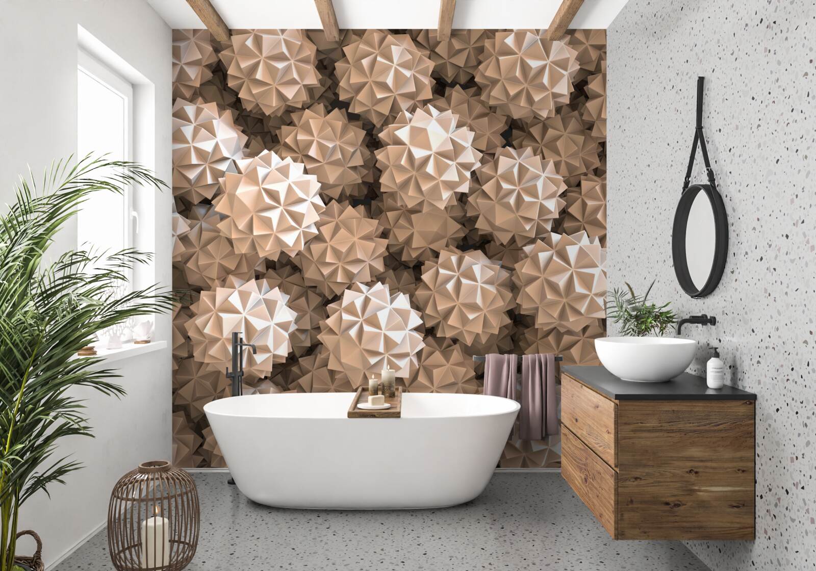 Fotobehang abstracte compositie van puntige bollen