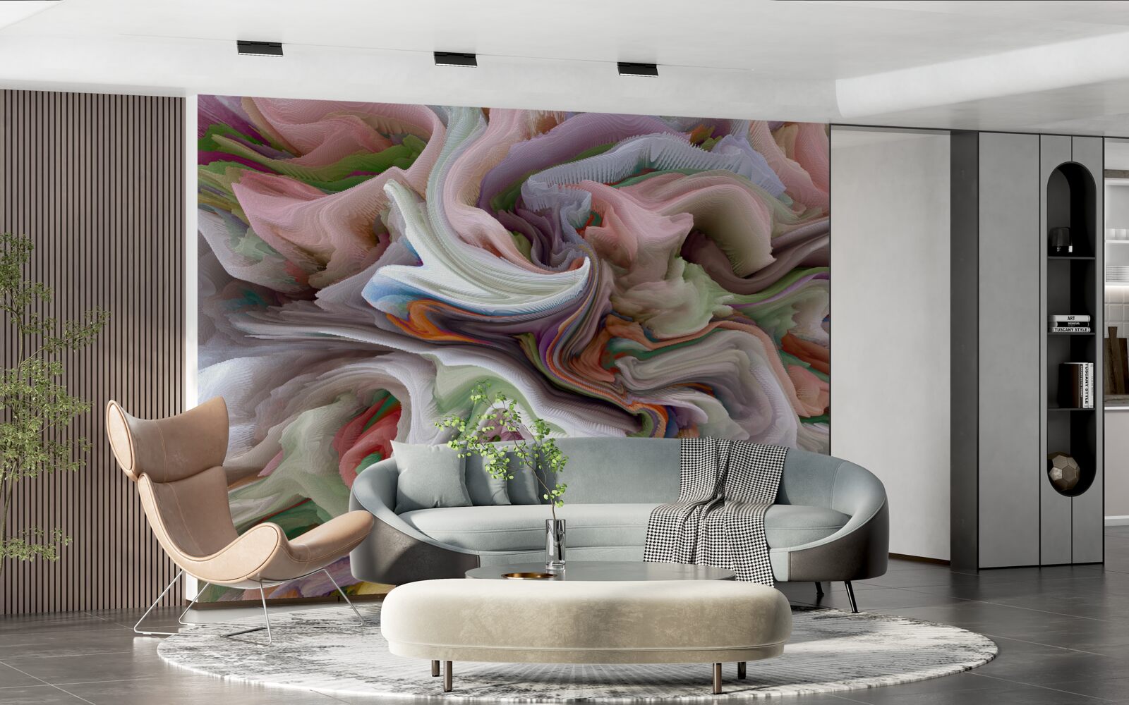 Fotobehang gevlekt zand in de weerspiegeling van het landschap