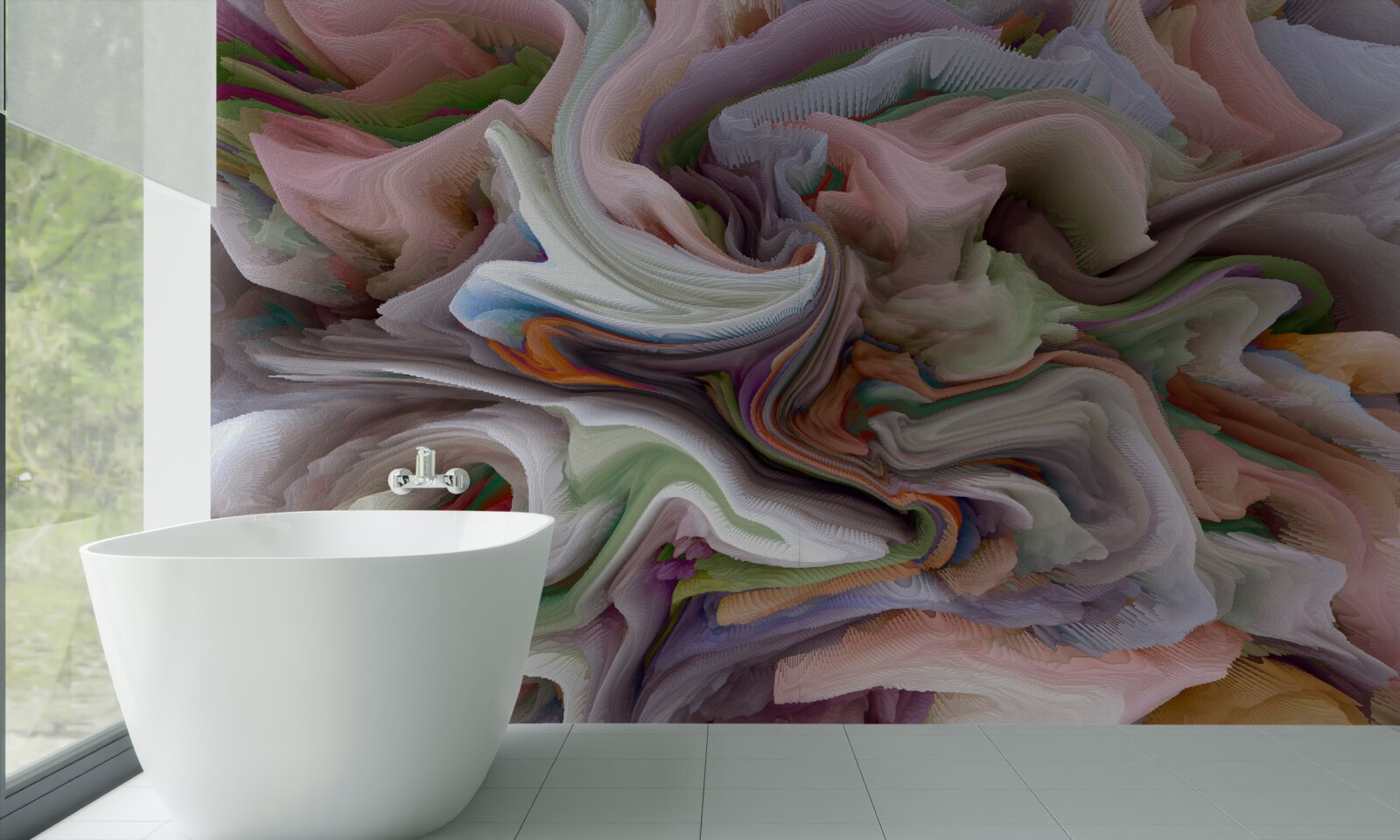 Fotobehang gevlekt zand in de weerspiegeling van het landschap