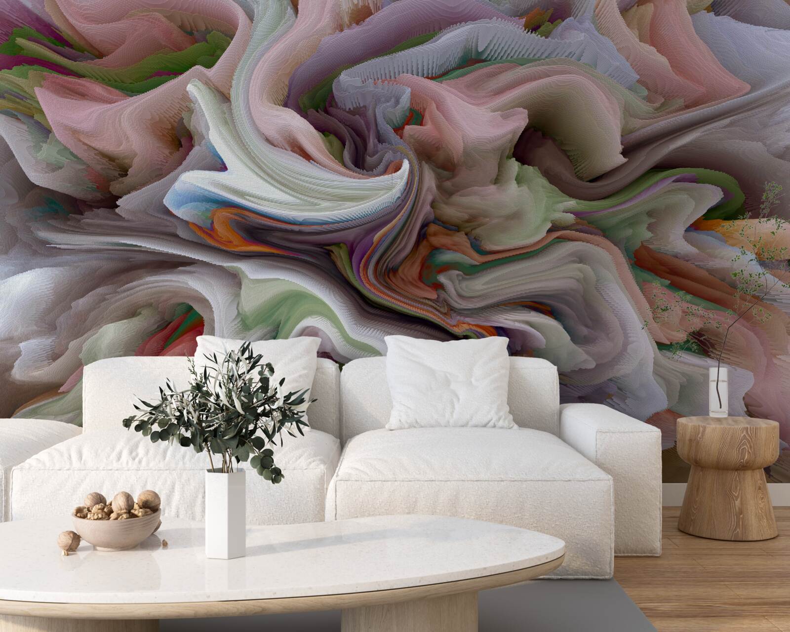 Fotobehang gevlekt zand in de weerspiegeling van het landschap