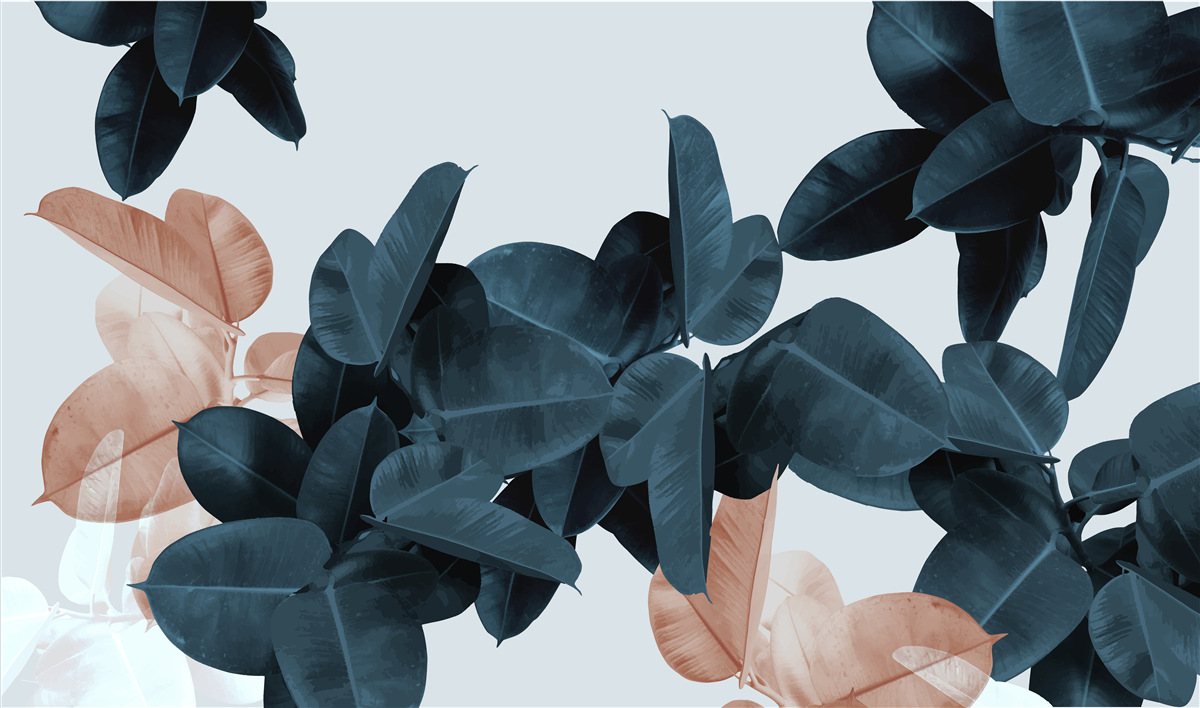 Fotobehang tropische bladeren in verschillende tinten