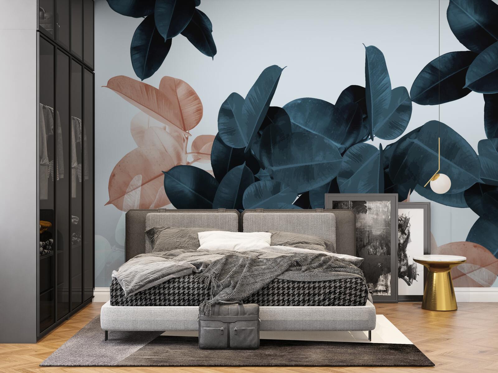 Fotobehang tropische bladeren in verschillende tinten