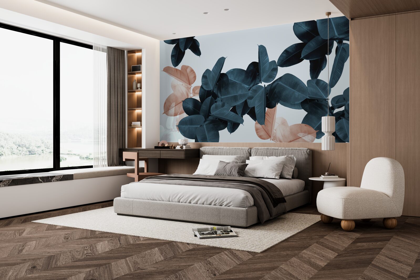 Fotobehang tropische bladeren in verschillende tinten