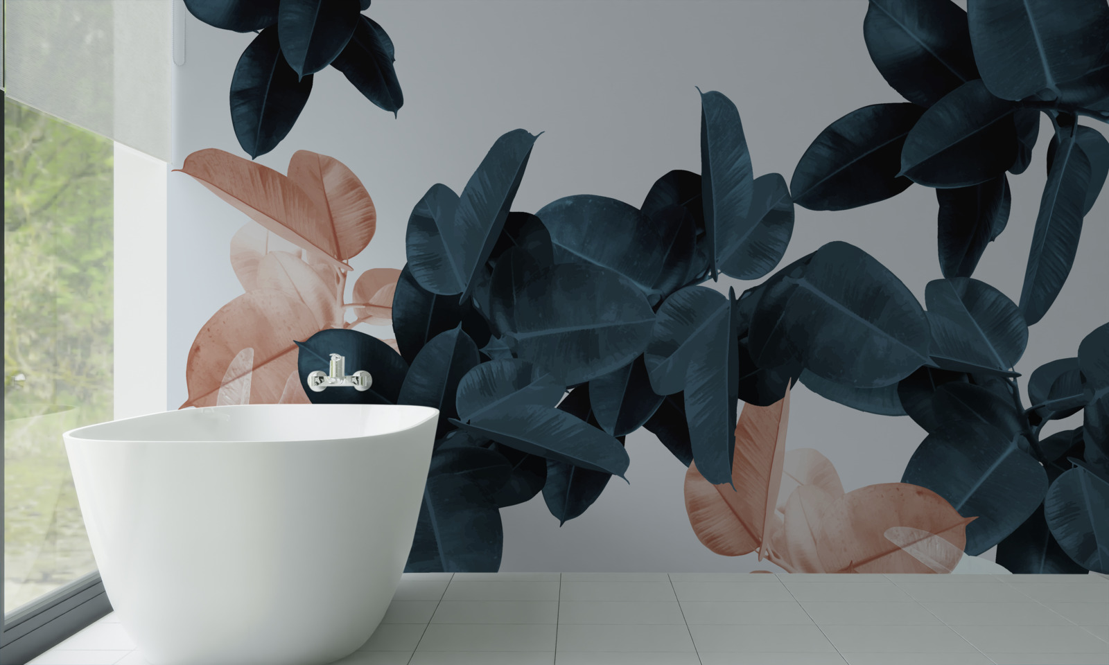 Fotobehang tropische bladeren in verschillende tinten