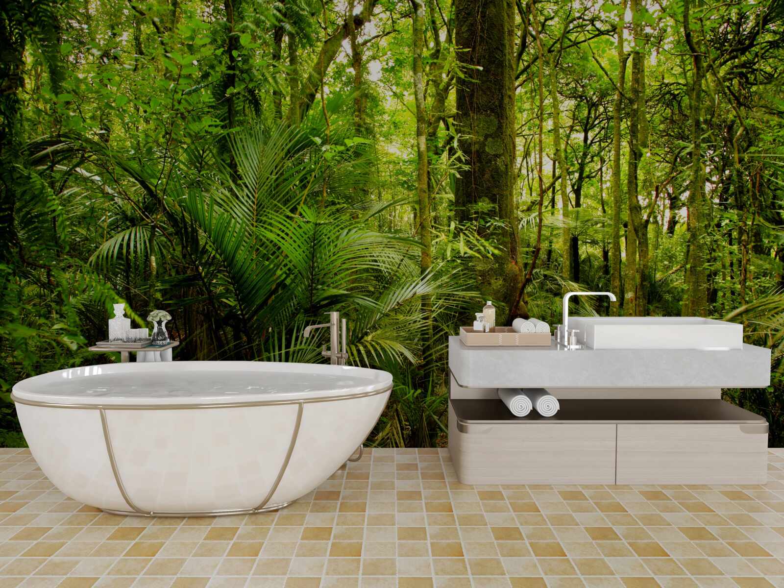 Fotobehang weelderige smaragdgroene regenwouden