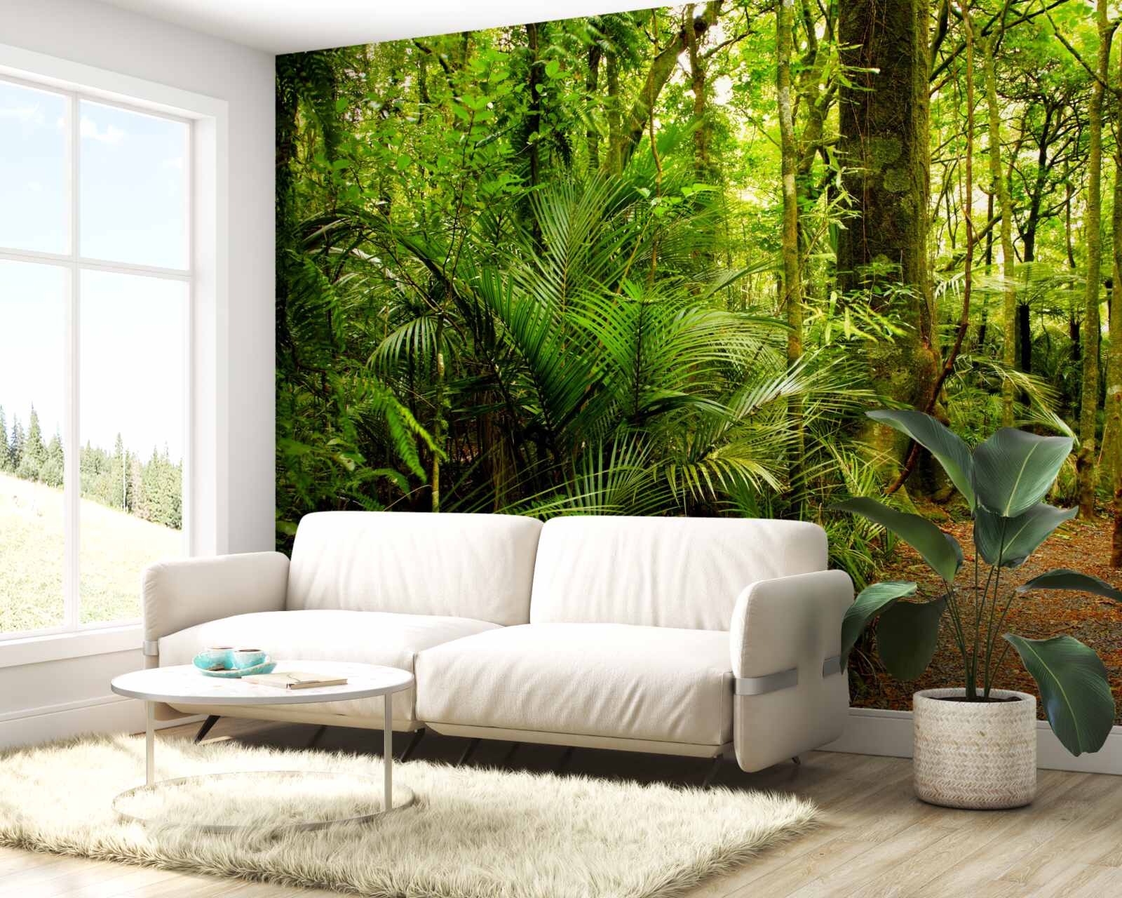 Fotobehang weelderige smaragdgroene regenwouden