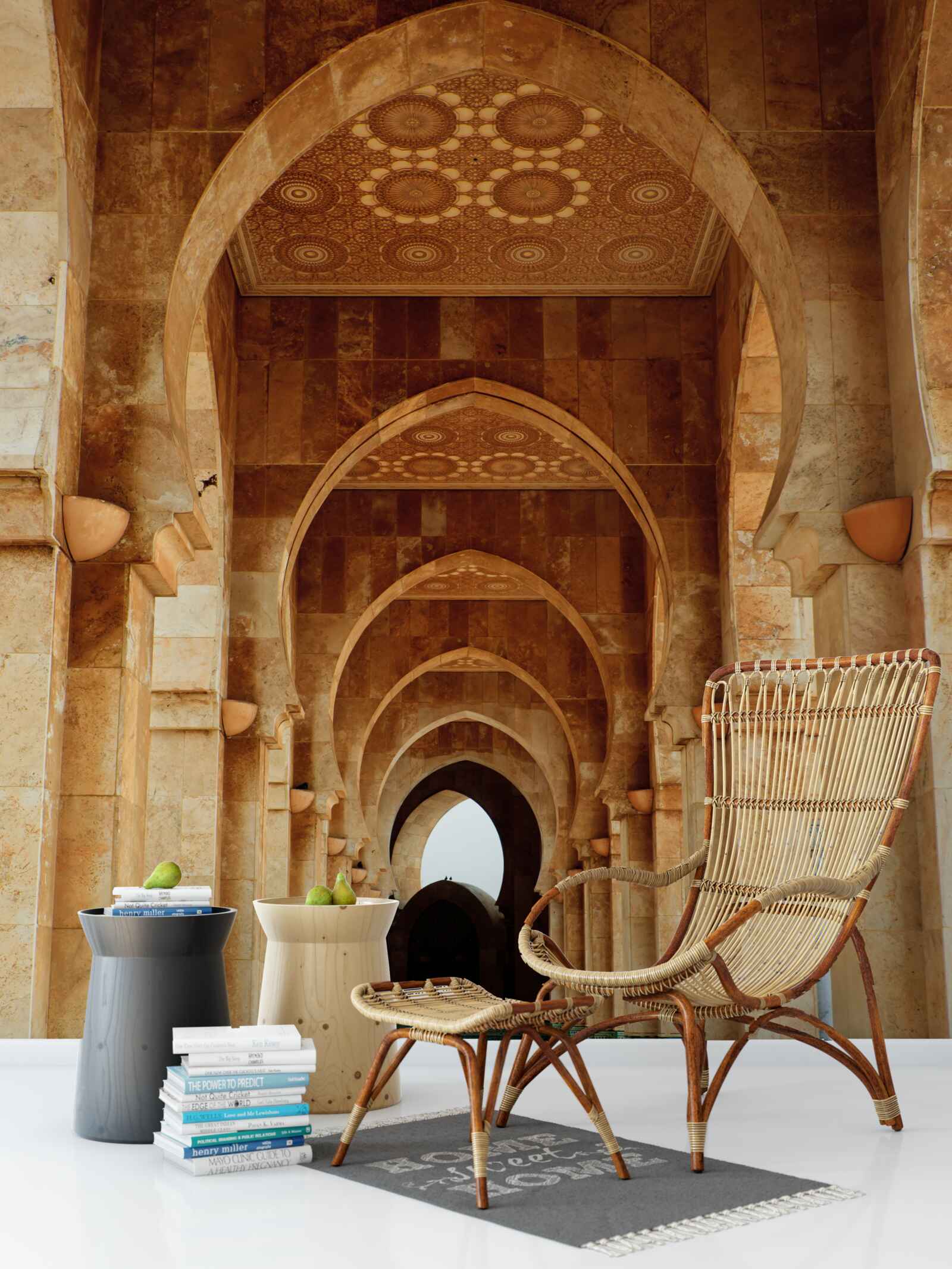 Fotobehang Bogen in oosterse stijl met marmeren vloer