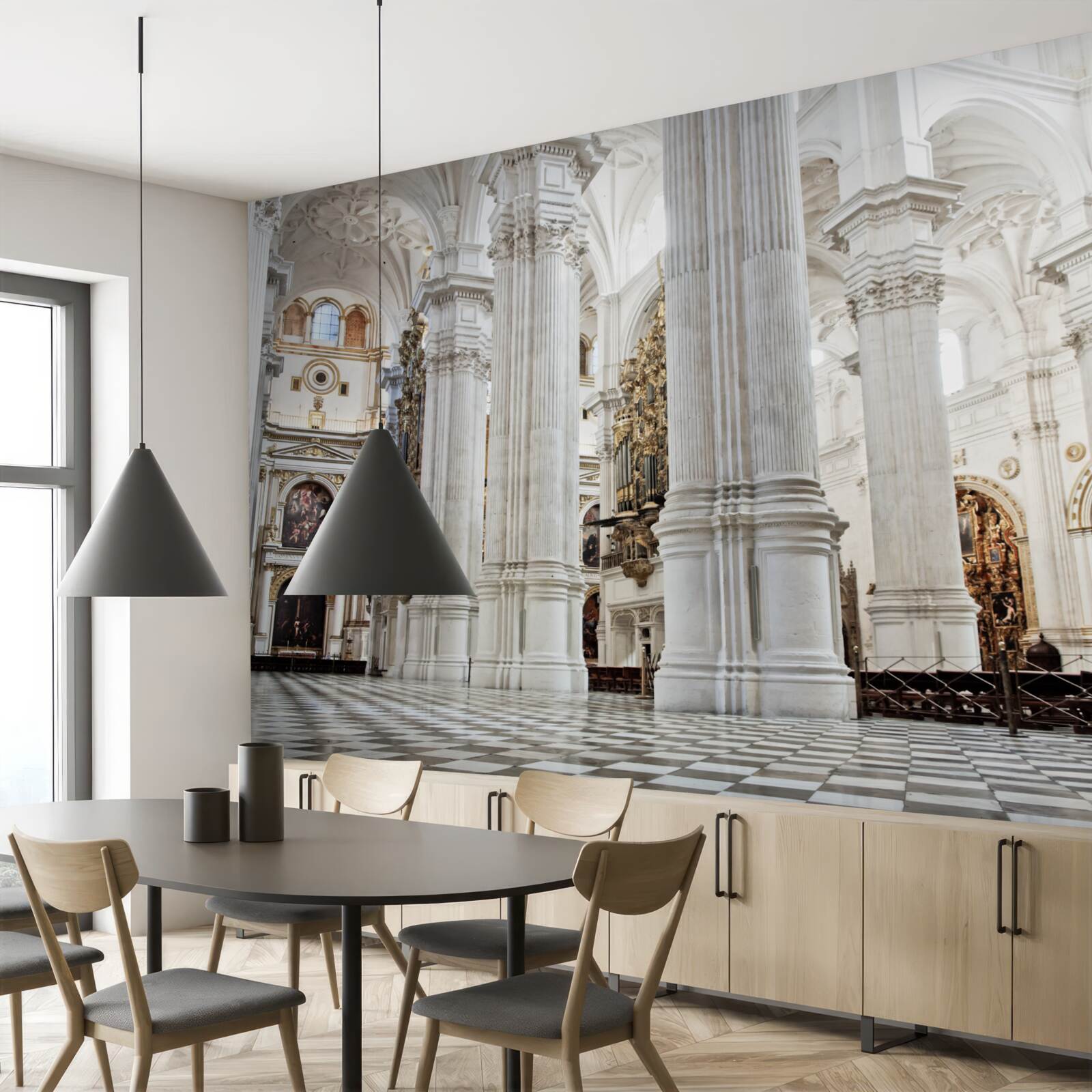 Fotobehang bogen op de verhoogde zuilen van de tempel