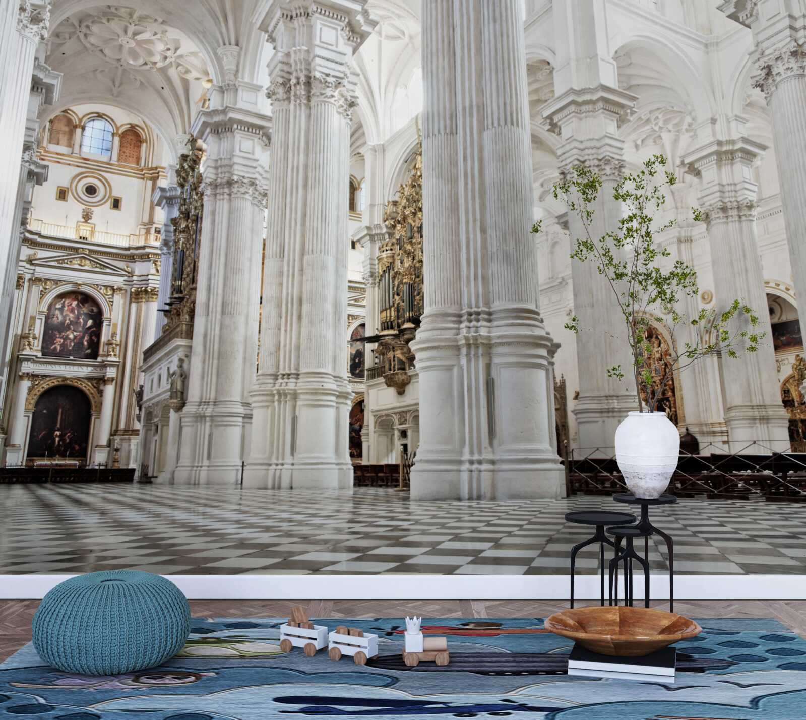 Fotobehang bogen op de verhoogde zuilen van de tempel
