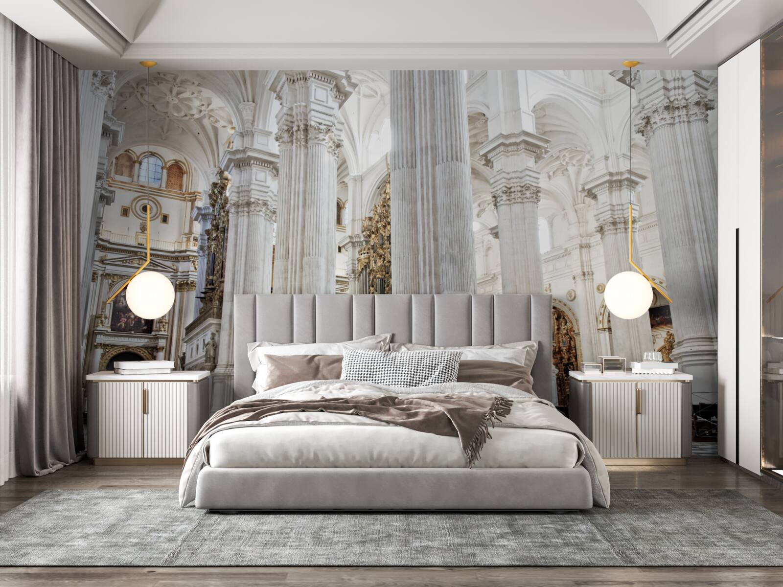 Fotobehang bogen op de verhoogde zuilen van de tempel