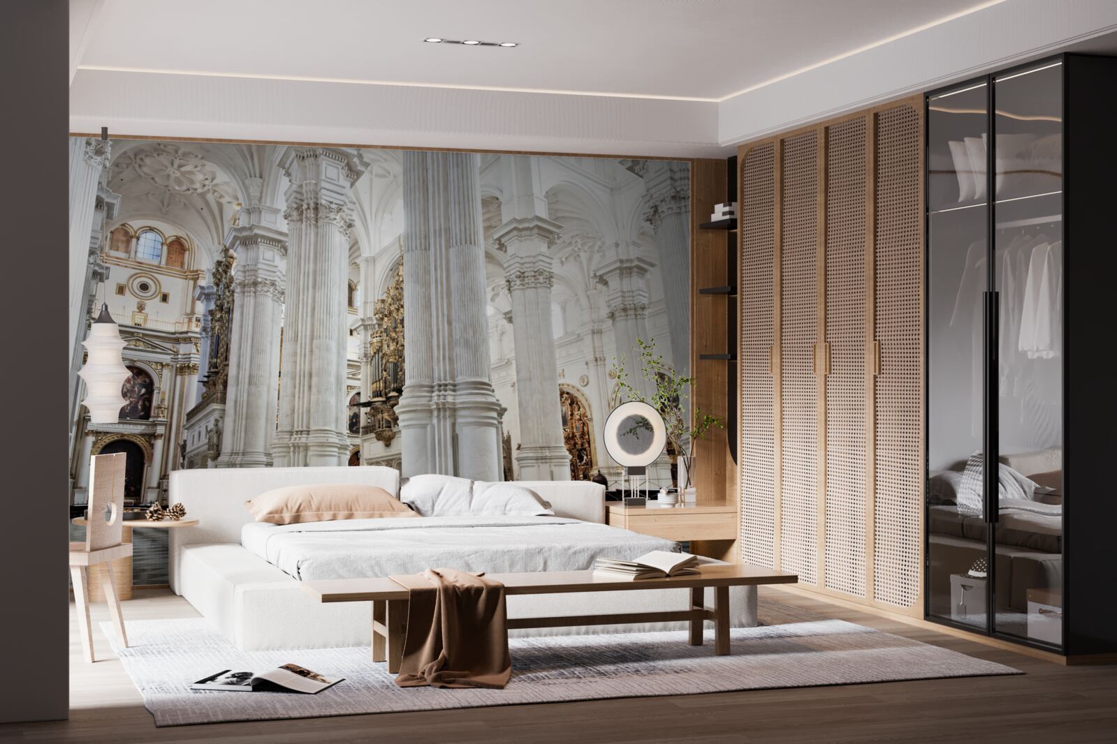 Fotobehang bogen op de verhoogde zuilen van de tempel