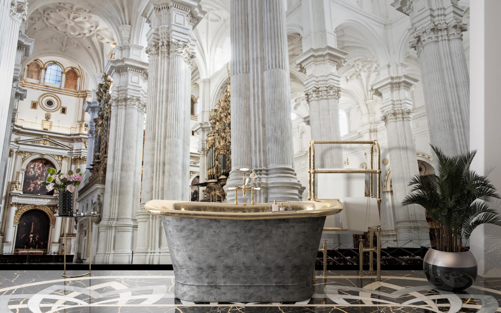 Fotobehang bogen op de verhoogde zuilen van de tempel