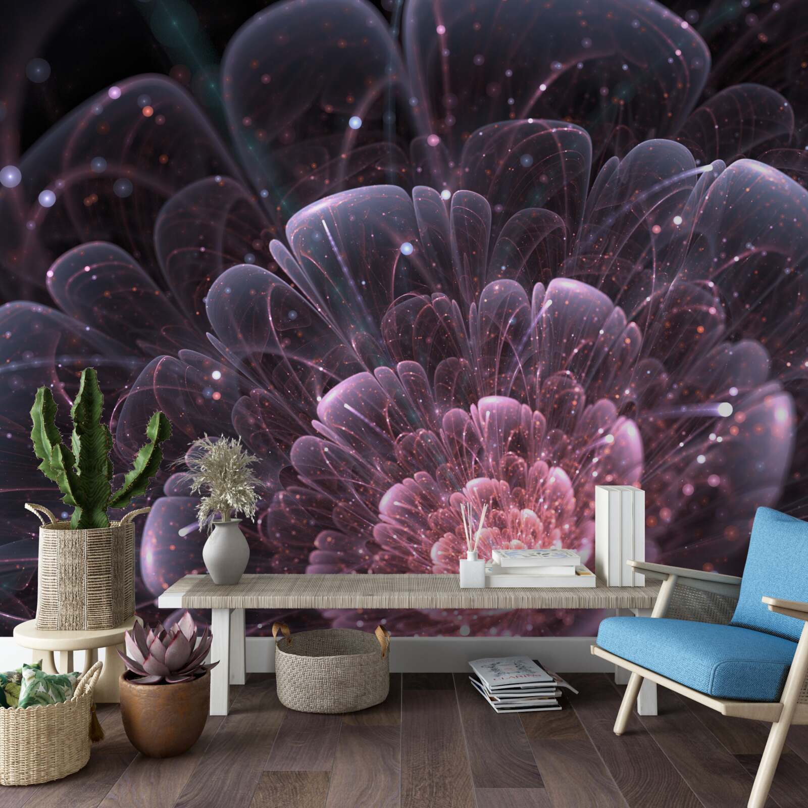 Fotobehang kosmische abstractie in een lotus schilderij