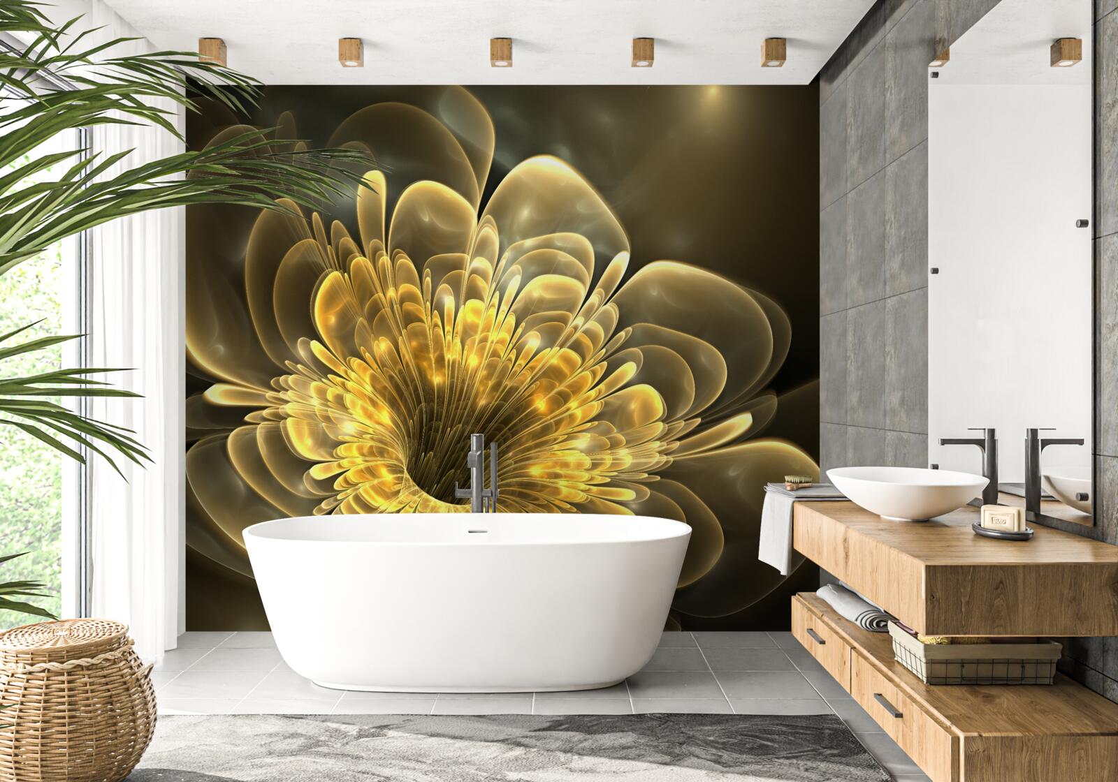 Fotobehang doorzichtige gele knop