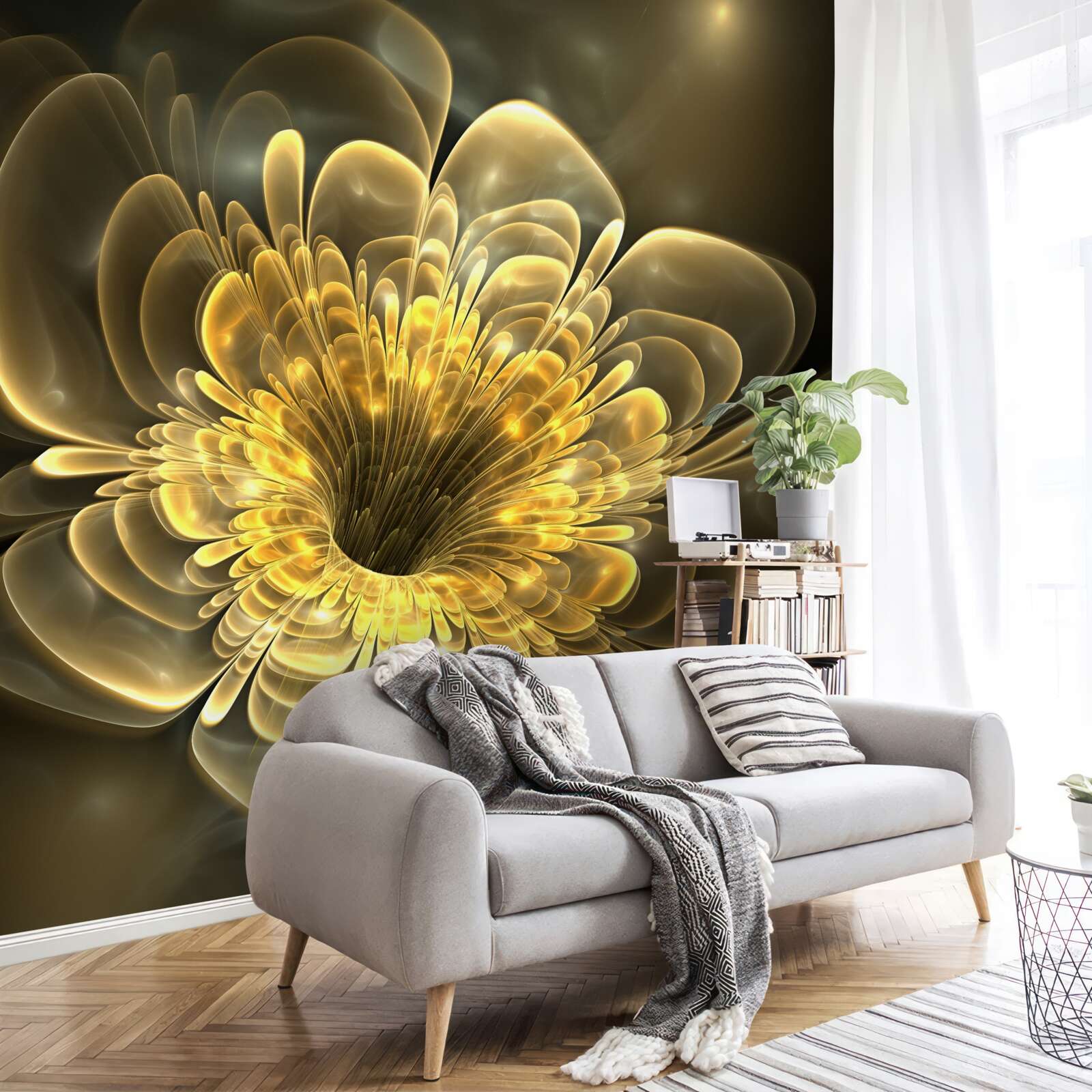 Fotobehang doorzichtige gele knop