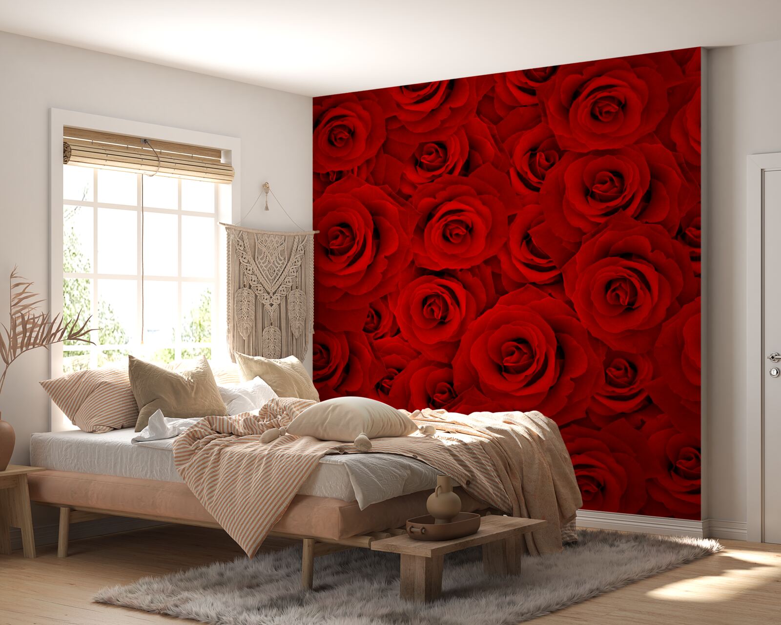 Fotobehang veel rode rozen