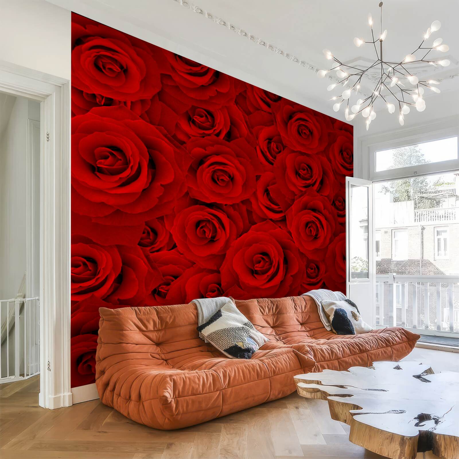 Fotobehang veel rode rozen