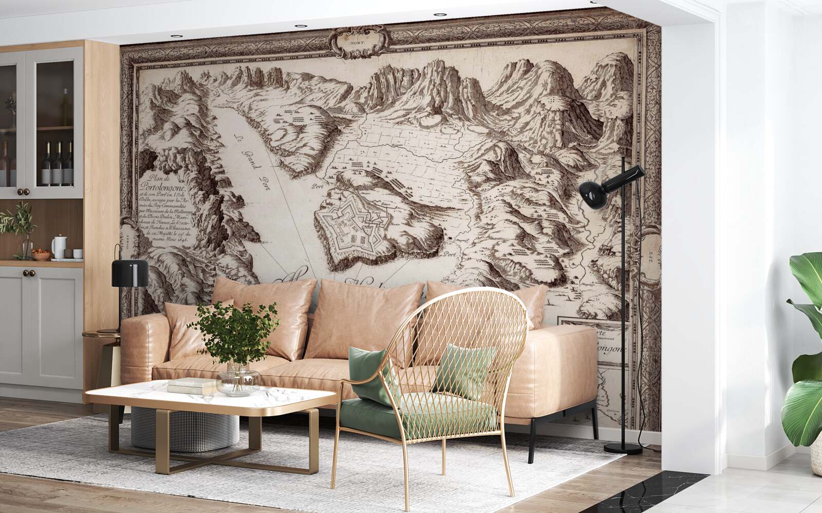 Fotobehang oude kaart van archipels in de oceaan