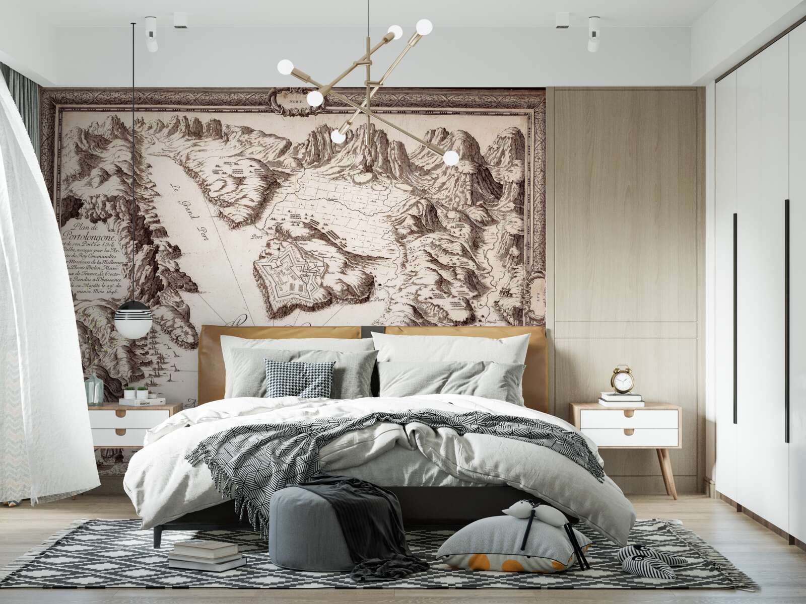 Fotobehang oude kaart van archipels in de oceaan