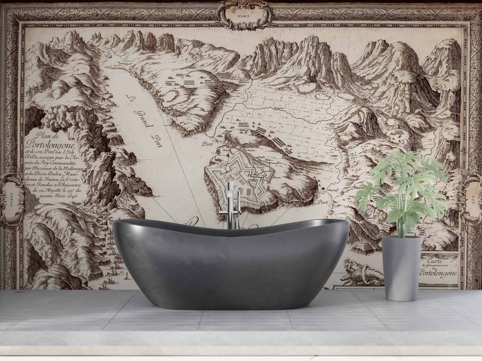 Fotobehang oude kaart van archipels in de oceaan