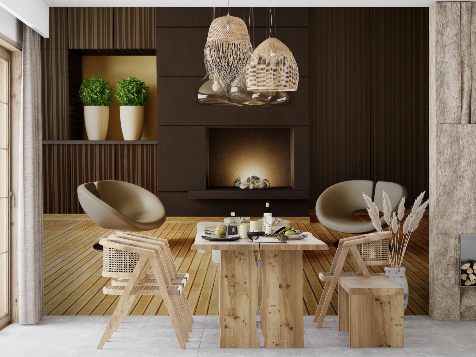 Fotobehang communicatieruimte bij de open haard