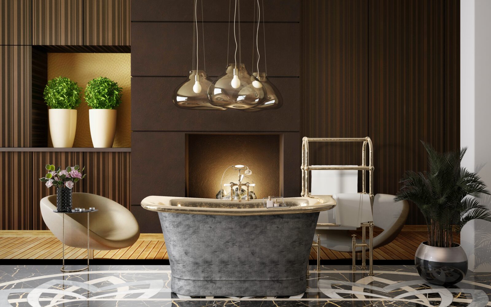 Fotobehang communicatieruimte bij de open haard