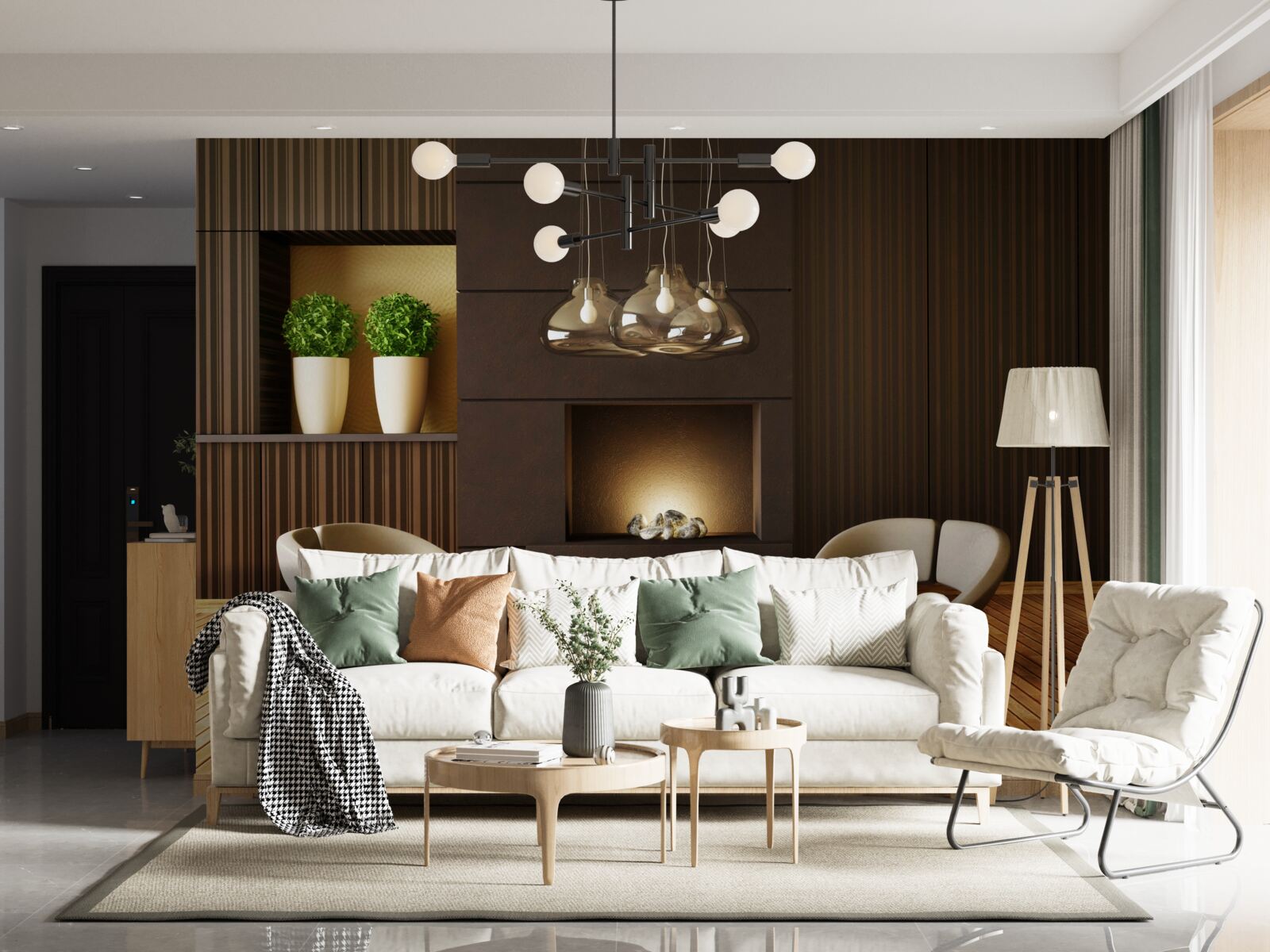 Fotobehang communicatieruimte bij de open haard