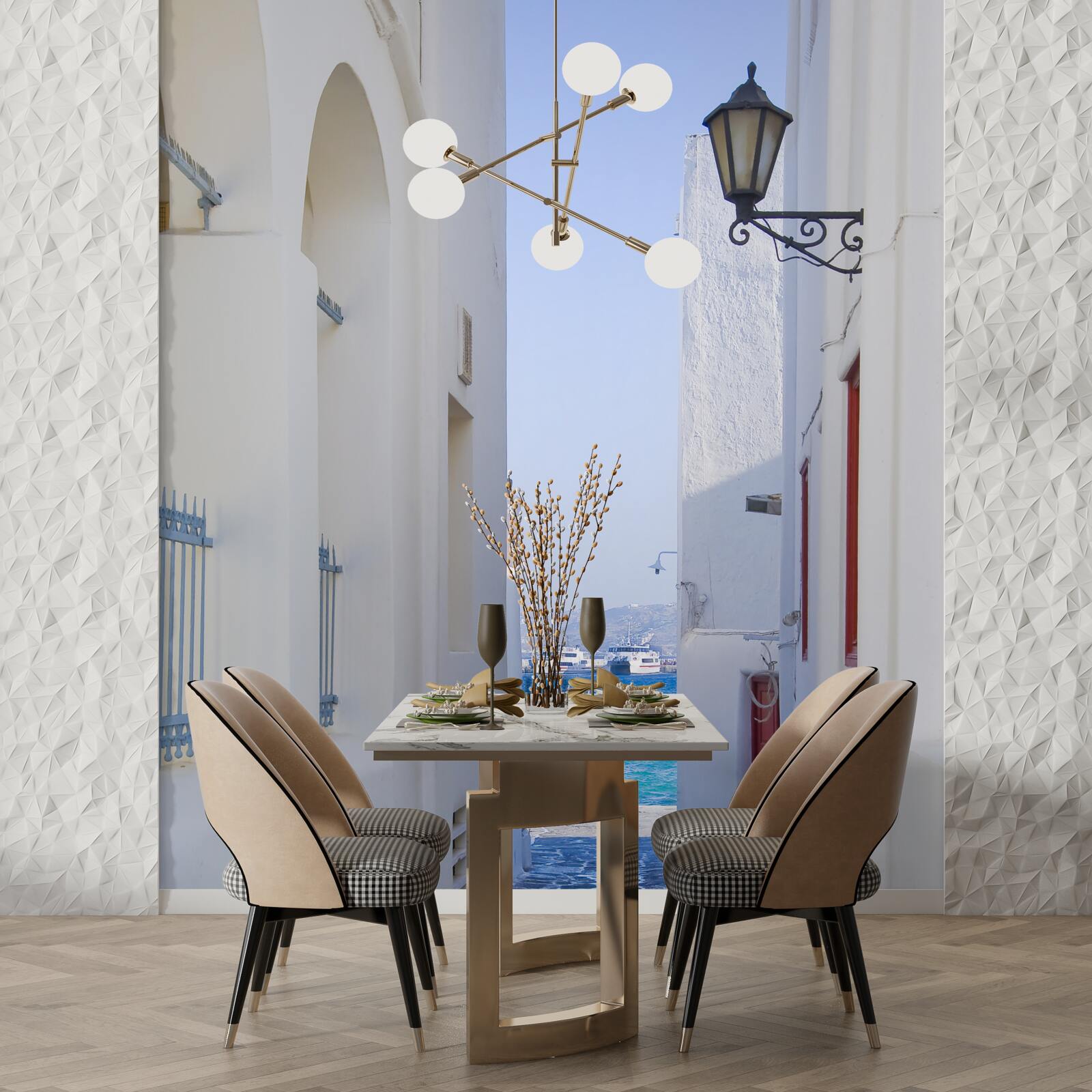 Fotobehang smalle weg naar de kust in griekenland