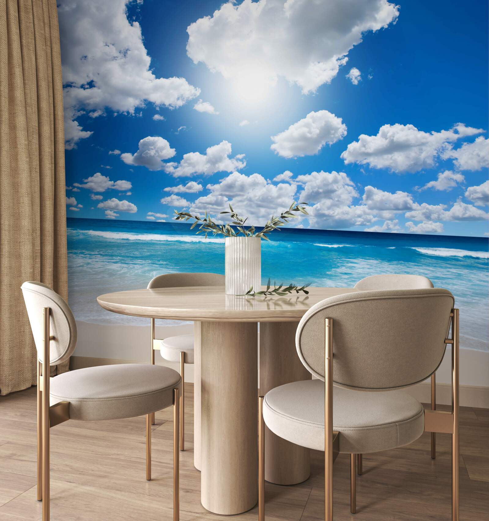 Fotobehang strand met blauw water en kalme zee