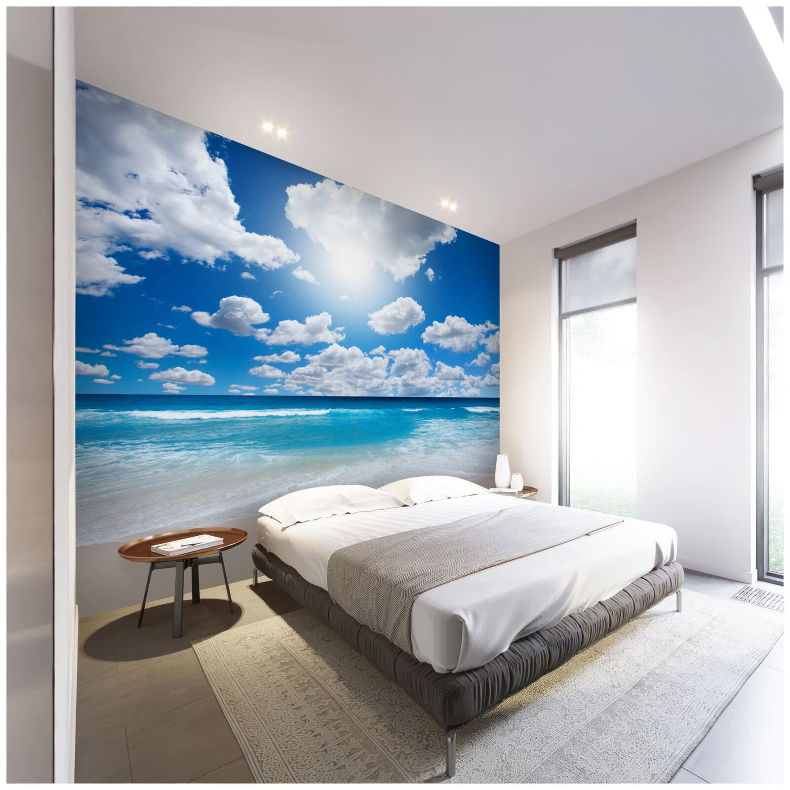 Fotobehang strand met blauw water en kalme zee