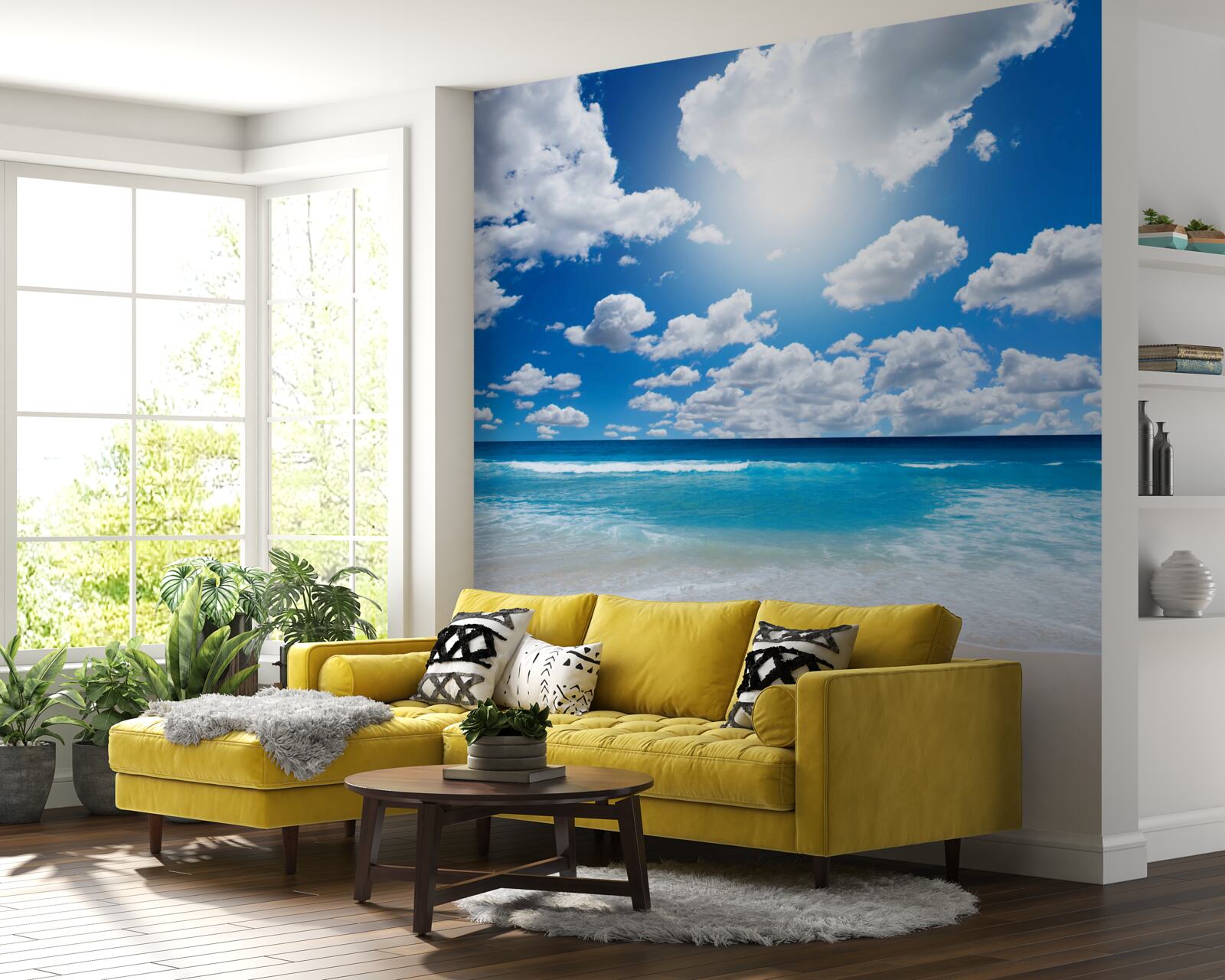 Fotobehang strand met blauw water en kalme zee