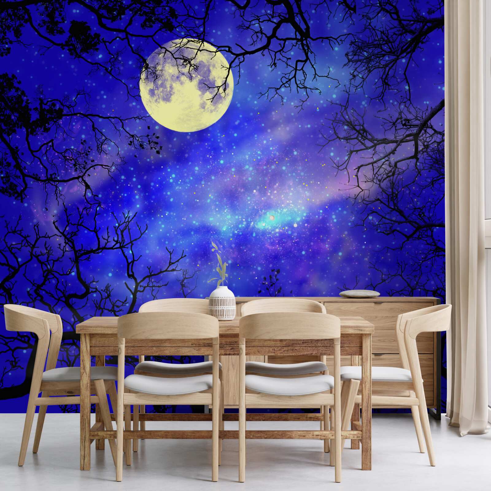 Fotobehang maanlicht verlicht de sterrenhemel