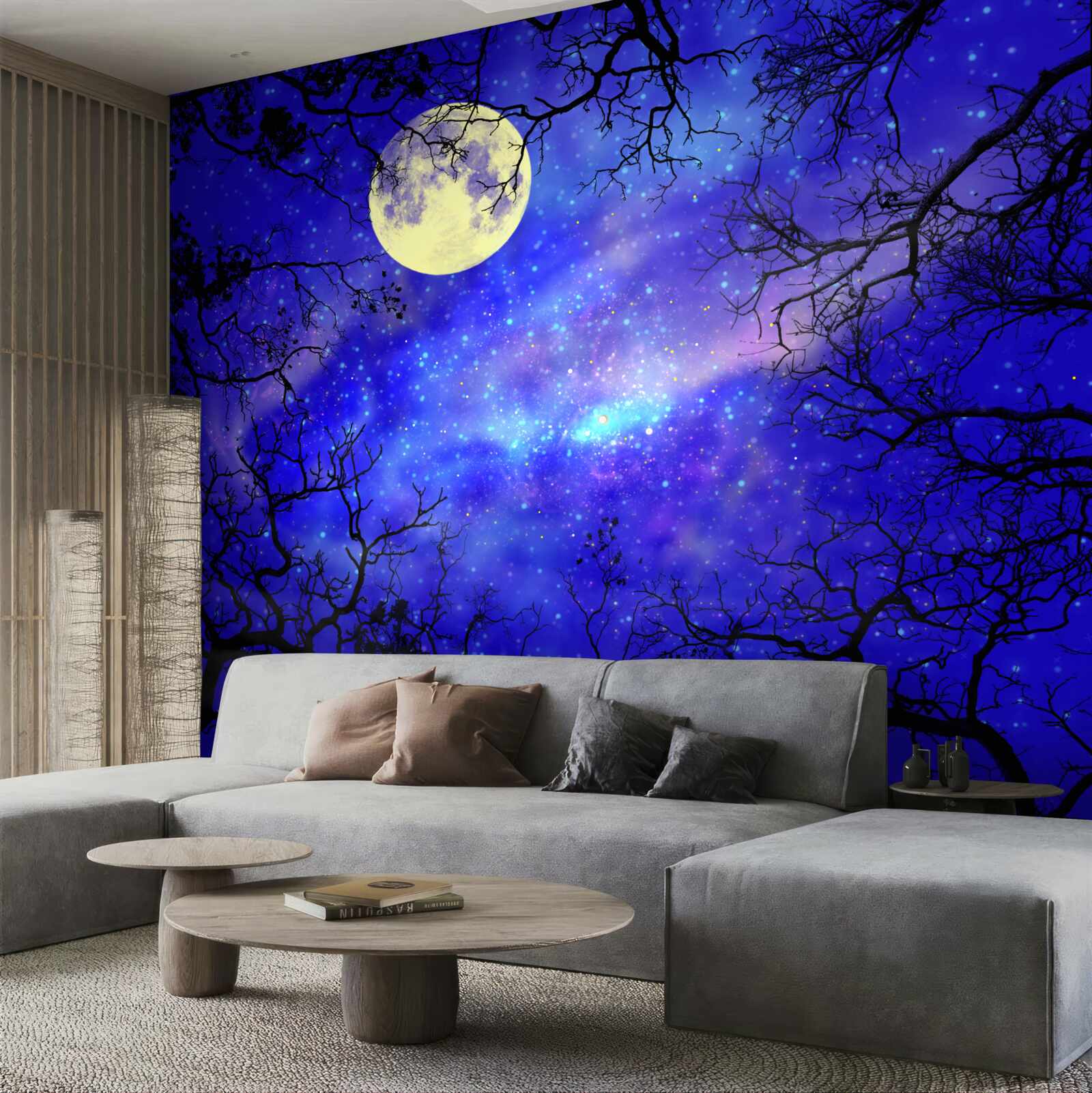 Fotobehang maanlicht verlicht de sterrenhemel