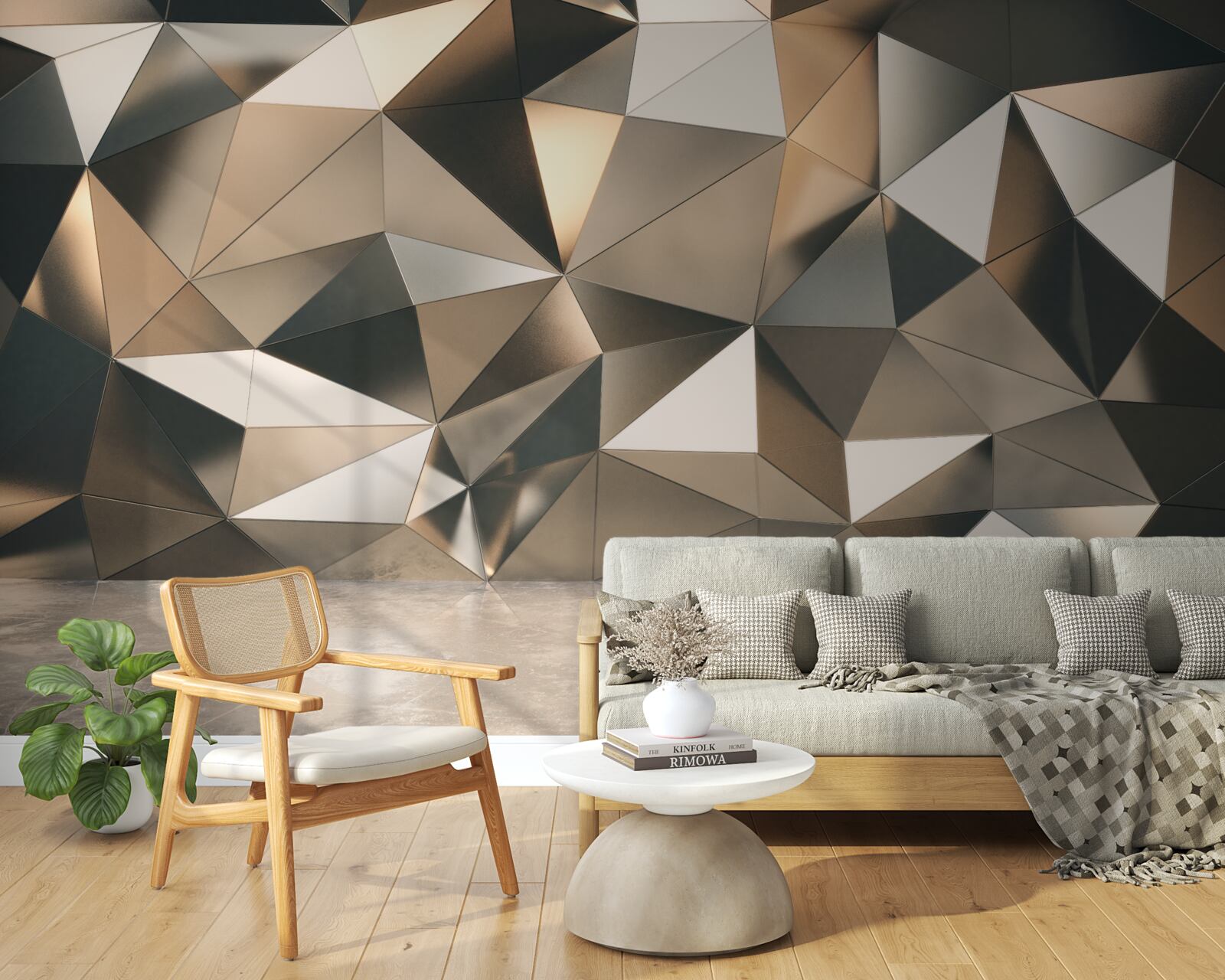 Fotobehang abstracte vormen op de muur