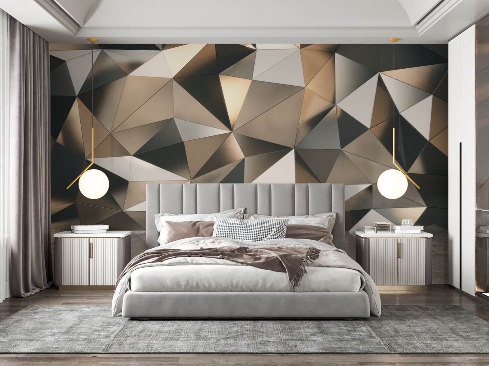 Fotobehang abstracte vormen op de muur