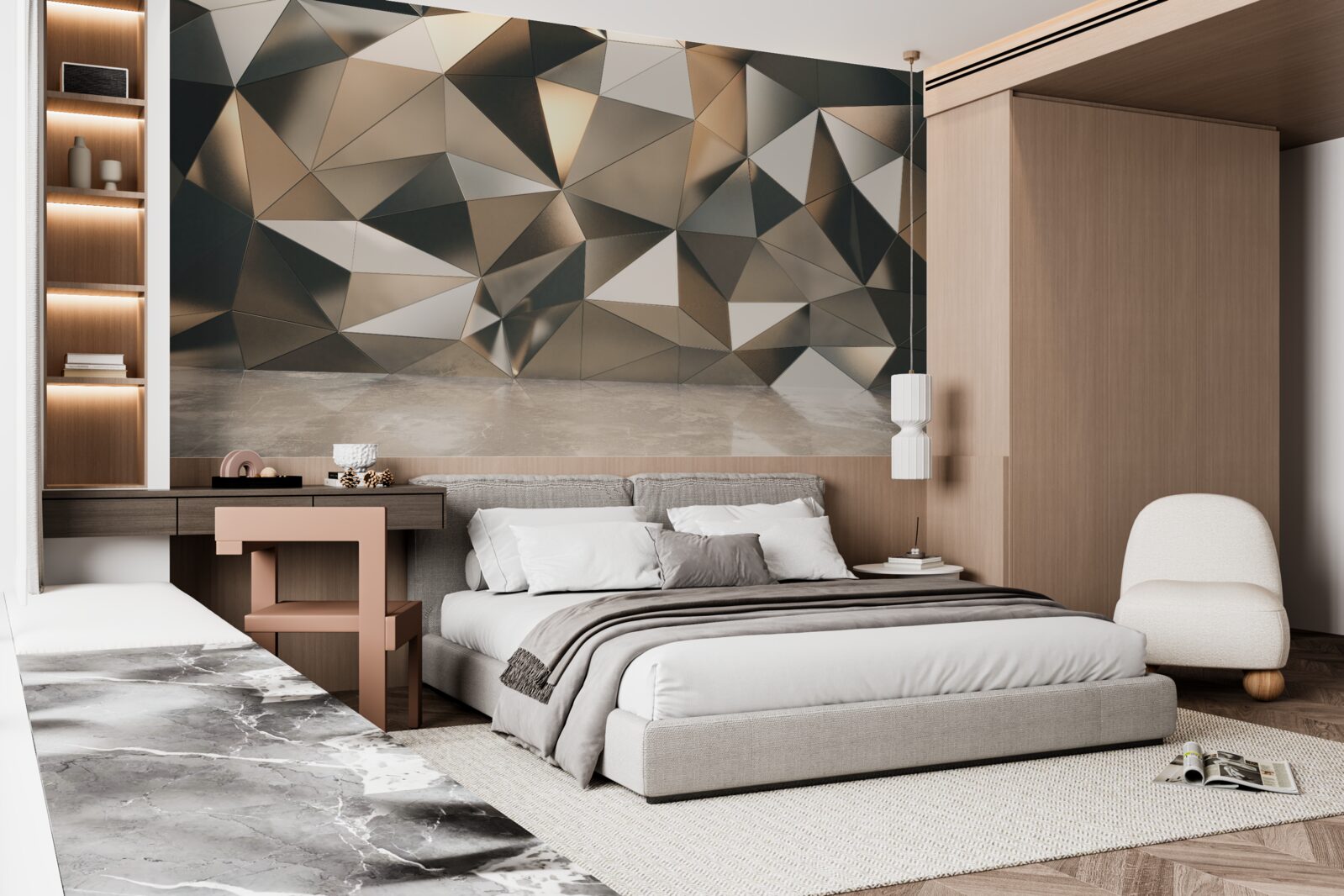 Fotobehang abstracte vormen op de muur