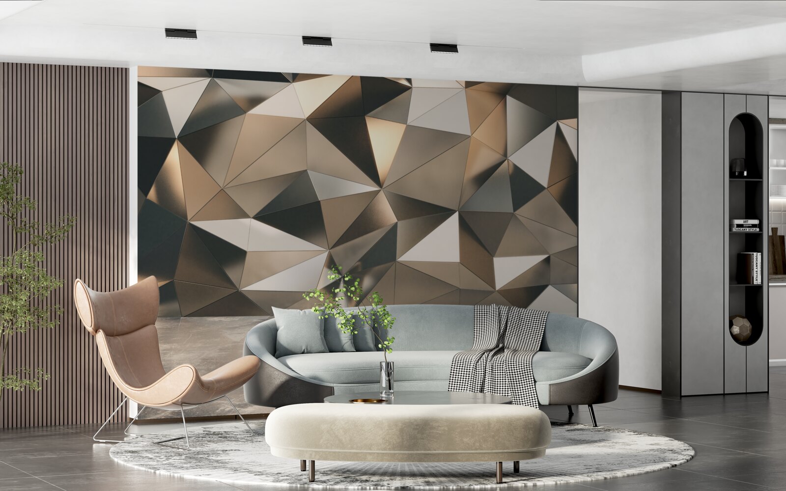 Fotobehang abstracte vormen op de muur